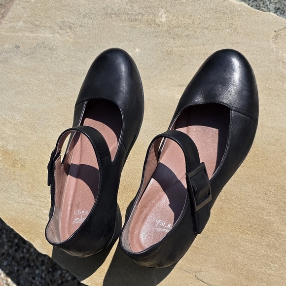 Dansko Roxanne Burnished Black Leather Mary Jane Heel Buckle Ankle Strap 40 9.5 - Picture 10 of 11